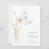 Romantische Goud en Blush Geperste Bloemen Save The Date (Voorkant)