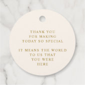 Romantische Goud en Ivoor Cream Bruiloft Dank u Bedankjes Labels (Achterkant)