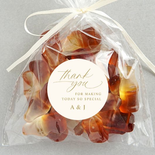 Romantische Goud en Ivoor Cream Bruiloft Dank u Ronde Sticker