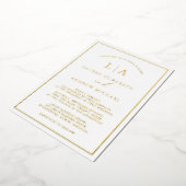 Romantische goud folie monogram rand bruiloft uitnodiging (Gedraaid)