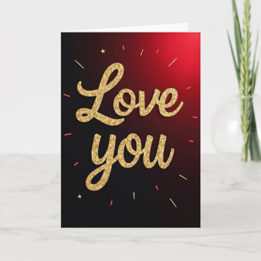 Romantische Goud Love You Kaart (Voorkant)
