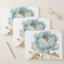 Romantische goudblauwe bloemen bestandsmap