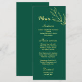 Romantische gouden bloem smaragdgroene bruiloft menu (Voorkant / Achterkant)