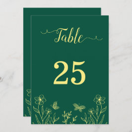 Romantische gouden bloem smaragdgroene tafel numme kaart