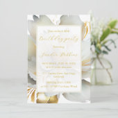 Romantische gouden bloem Verjaardag Uitnodiging (Staand voorkant)