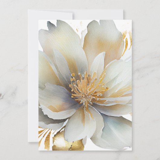 Romantische gouden bloem Verjaardag Uitnodiging (Achterkant)