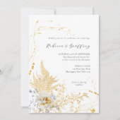 Romantische gouden bloemenkalligrafie bruiloft kaart (Voorkant)