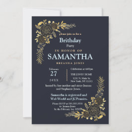 Romantische gouden bloemenmarine blauwe planner ve kaart