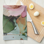 Romantische gouden blos roze roos bloemige bruids  theedoek (Quarter Fold)