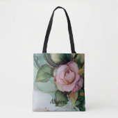 Romantische gouden blos roze roos bloemige bruids  tote bag (Voorkant)