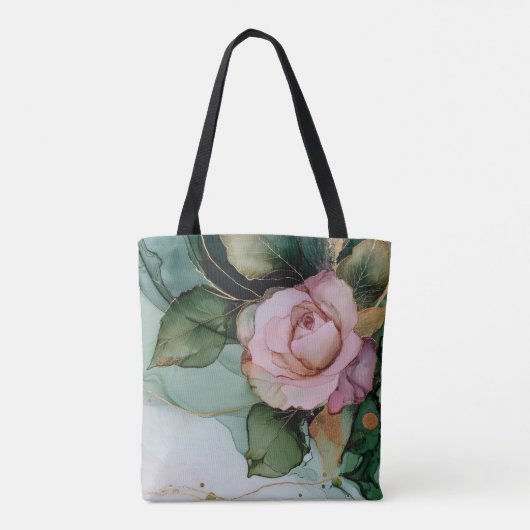Romantische gouden blos roze roos bloemige bruids  tote bag (Achterkant)