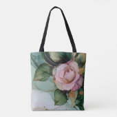 Romantische gouden blos roze roos bloemige bruidsd tote bag (Achterkant)