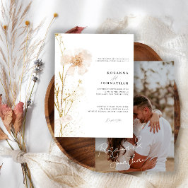 Romantische Gouden & Blush Geperste Wilde Bloemen Kaart