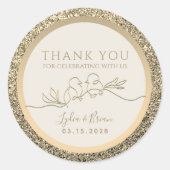 Romantische gouden bruiloft Dank u gunst Ronde Sticker (Voorkant)