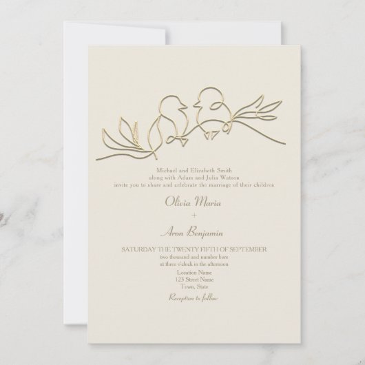 Romantische gouden bruiloft QR-code Kaart (Voorkant)