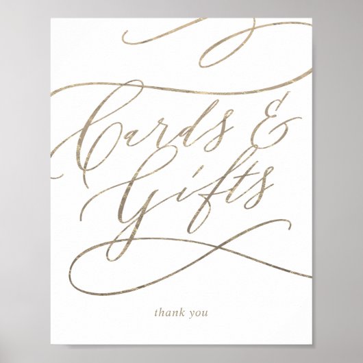Romantische Gouden Calligrafie Kaarten en Geschenk Poster (Voorkant)