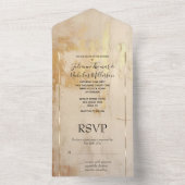 Romantische gouden crème bruiloft all in one uitnodiging (Binnen)