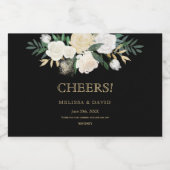 Romantische Gouden en Zwarte Winter Bruiloft Likeurfles Etiket (Enkel label)