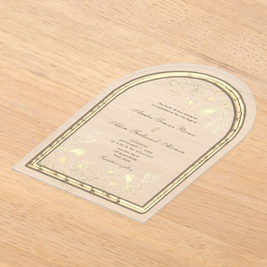 Romantische gouden folie bruiloft acryl uitnodigingen (Laagn)