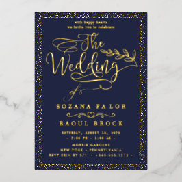 Romantische gouden folie bruiloft folie uitnodiging