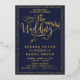 Romantische gouden folie bruiloft folie uitnodiging