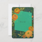 Romantische gouden glans Herfst Bloemen Huwelijk RSVP Kaartje (Achterkant)