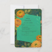 Romantische gouden glans Herfst Bloemen Huwelijk RSVP Kaartje (Voorkant)