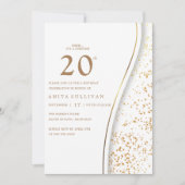 Romantische Gouden Glitter Twintigste Witte Verjaa Kaart (Voorkant)