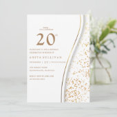 Romantische Gouden Glitter Twintigste Witte Verjaa Kaart (Staand voorkant)