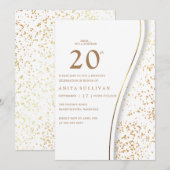 Romantische Gouden Glitter Twintigste Witte Verjaa Kaart (Voorkant / Achterkant)