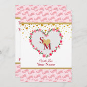 Romantische Gouden Harten Liefde Calligrafie Monog (Voorkant / Achterkant)