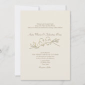 Romantische gouden ivoren bruiloft kaart (Voorkant)