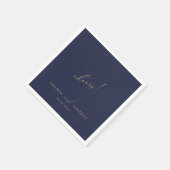Romantische gouden kalligrafie "Cheers" Navy Blue Servet (Hoek)
