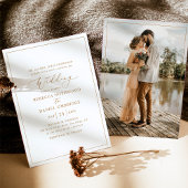 Romantische gouden kalligrafie foto bruiloft kaart