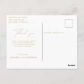 Romantische Gouden Kalligrafie Marine Blauw Dank u Briefkaart (Achterkant)