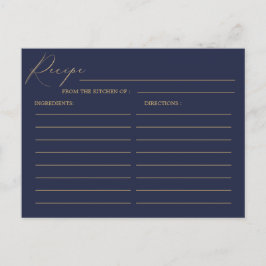 Romantische Gouden Kalligrafie Marine Blauw Trouwr Briefkaart