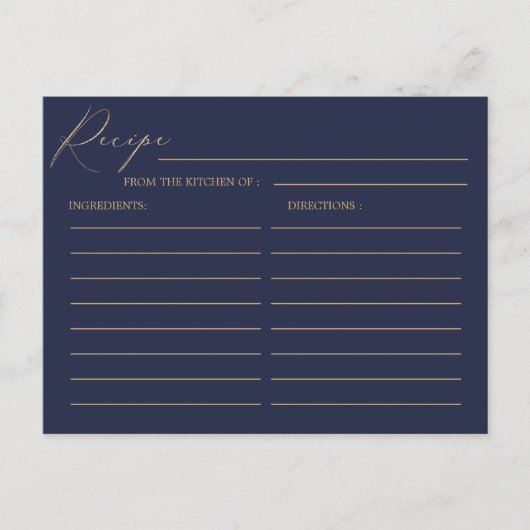 Romantische Gouden Kalligrafie Marine Blauw Trouwr Briefkaart (Voorkant)