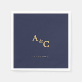 Romantische Gouden Kalligrafie Marine Blauwe Huwel Servet