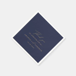 Romantische Gouden Kalligrafie Marine Blauwe Huwel Servet