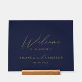 Romantische gouden kalligrafie marine bruiloft wel acryl bord (Voorkant)