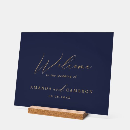 Romantische gouden kalligrafie marine bruiloft wel acryl bord (Hoek)