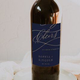 Romantische gouden kalligrafie | Navy Cheers Bruil Wijn Etiket