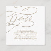 Romantische gouden kalligrafie QR-code bruiloft de Informatiekaartje (Voorkant)