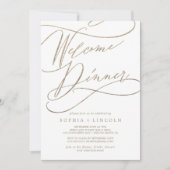 Romantische gouden kalligrafie welkom diner kaart (Voorkant)