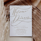 Romantische gouden kalligrafie welkom diner kaart