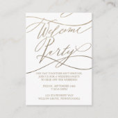 Romantische gouden kalligrafie welkomstfeest informatiekaartje (Voorkant)