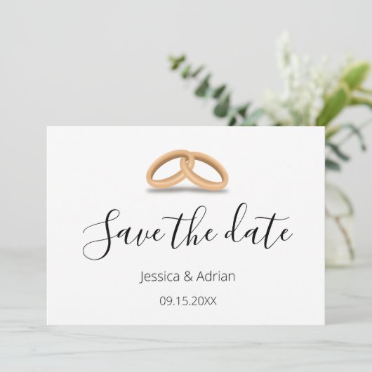 Romantische Gouden Ringen Save the Date Aangepaste (Staand voorkant)