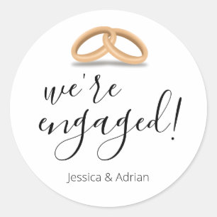 Romantische Gouden Ringen We Zijn Verliefd Ronde Sticker