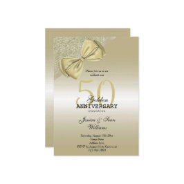 Romantische Gouden Strik & Glitters 50ste Huwelijk Kaart