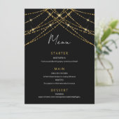 Romantische gouden string bruiloft menu (Staand voorkant)